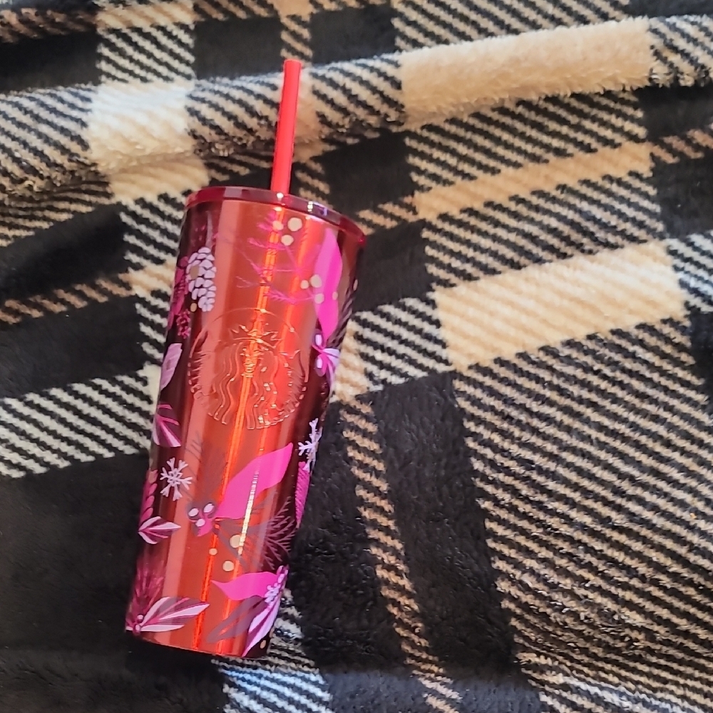 Starbucks Red metal Tumbler with Straw